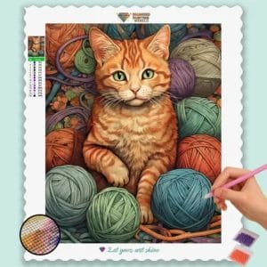 Cat with Yarn Balls
