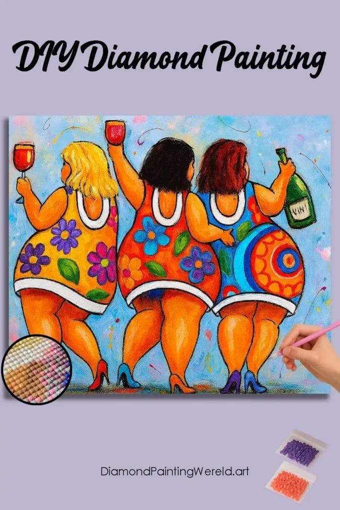 Vrolijke Dames in Levendige Jurken 1 Diamond Painting Wereld Celebration in Vibrant Colors pin diamond painting paintingscart DIY diamond Painting Wereld