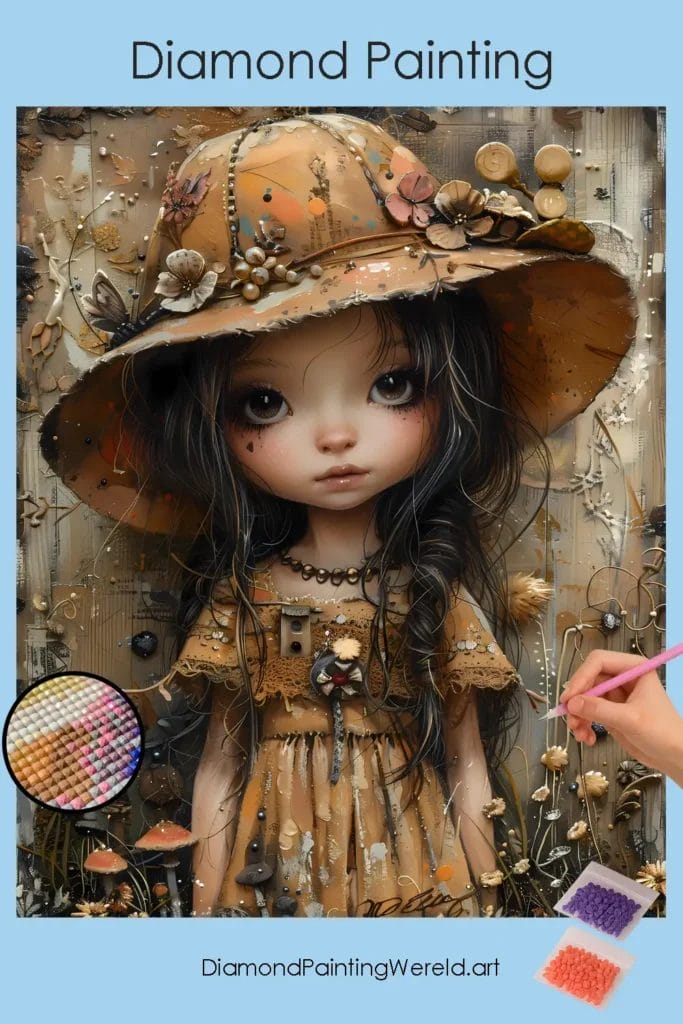 Leuke Chibi met een Hoed 1 Diamond Painting Wereld Cute Chibi with a Hat