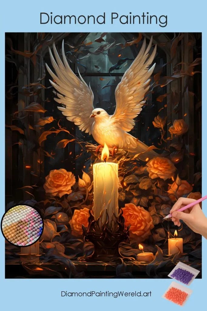 Heilige Duif en Kaars 1 Diamond Painting Wereld Holy Dove and Candle