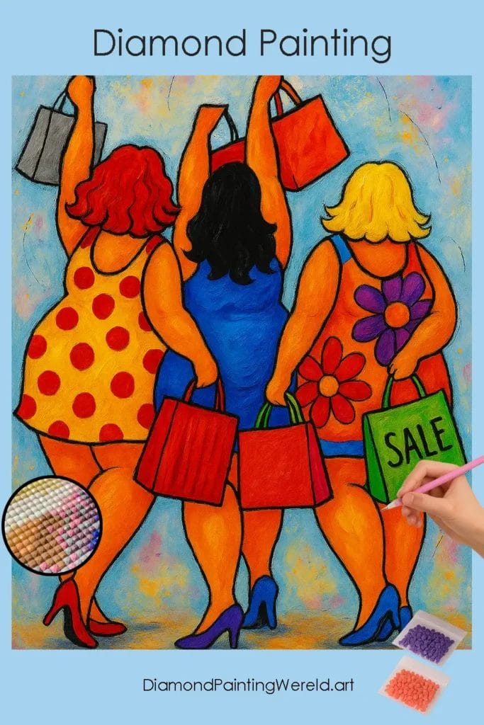 Kleurrijke Winkeldag met Vrienden 1 Diamond Painting Wereld Colorful_Shopping_Day_with_Friends