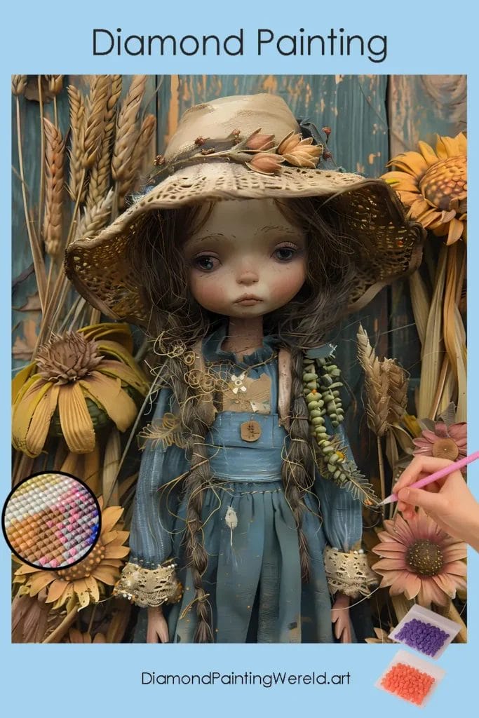 Chibi in het Korenveld 1 Diamond Painting Wereld Chibi in Corn Fields