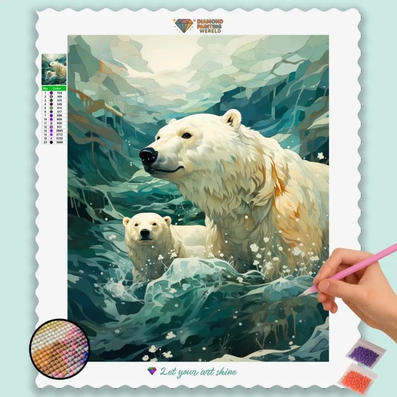 White Polar Bear in Sea