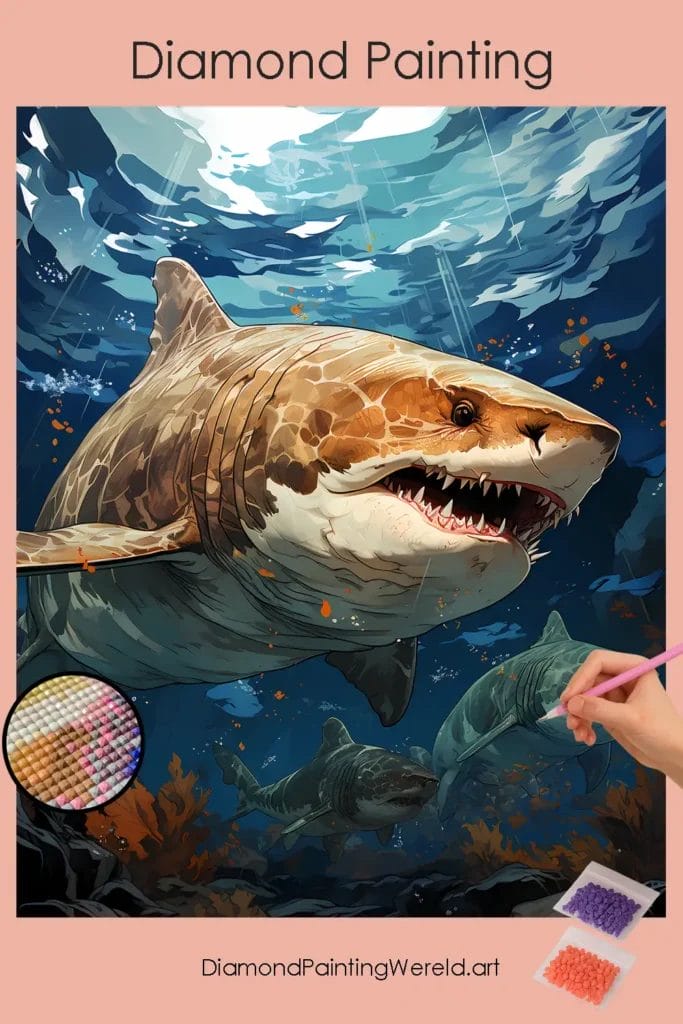 Schattige Haai in de Zee 1 Diamond Painting Wereld Cute Shark in Sea