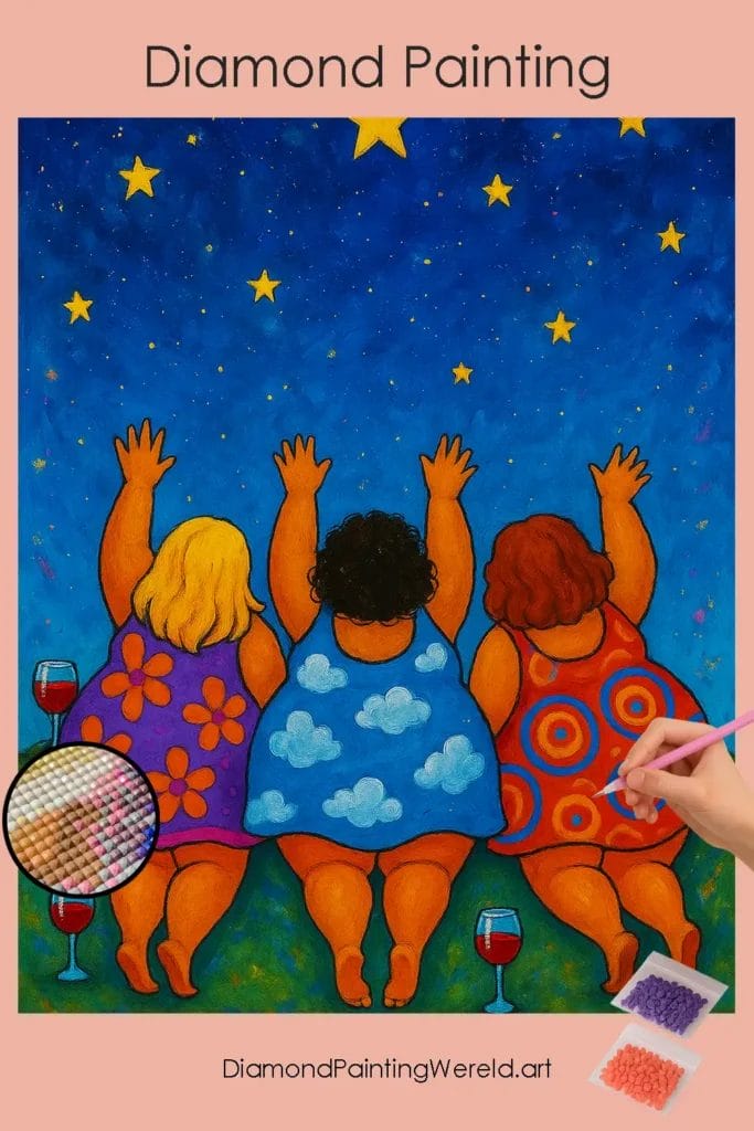 Lieve Curvy Dames in Sterrennacht 1 Diamond Painting Wereld Cute_Curvy_Ladies_ in starry night