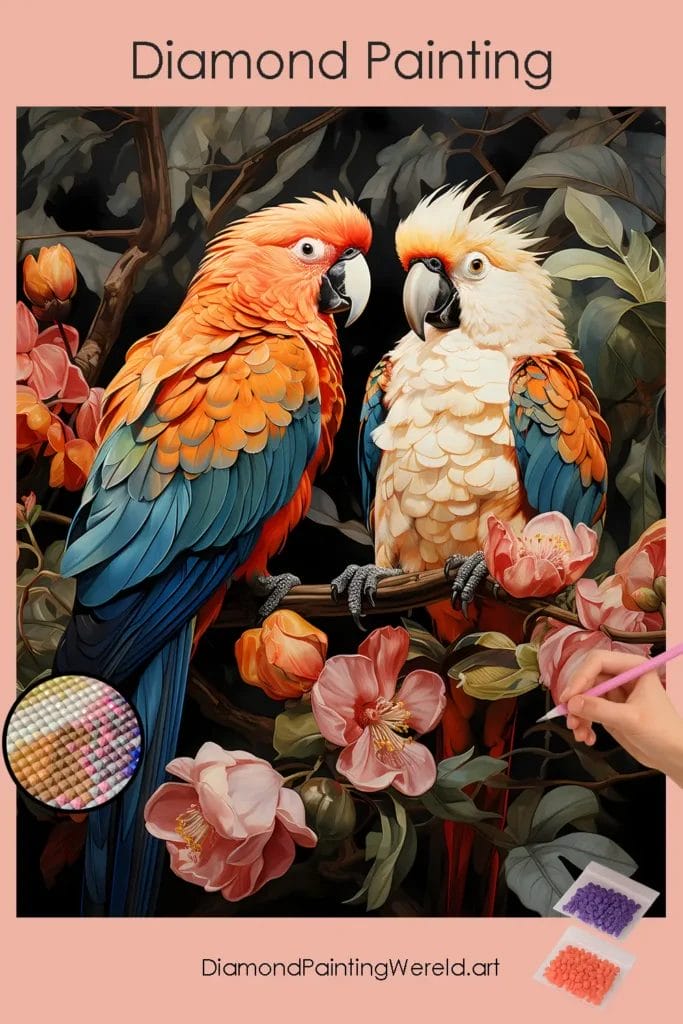 Schattig Papegaaienpaar 1 Diamond Painting Wereld Cute Parrot Couple