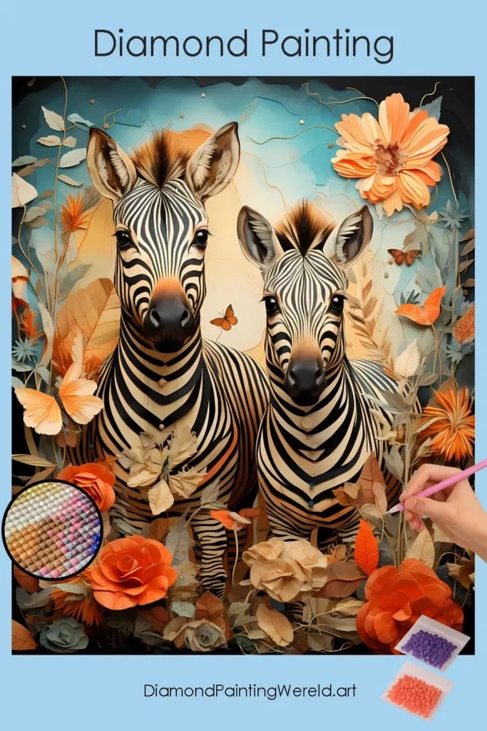 Schattige Zebra's 1 Diamond Painting Wereld Cute Zebras
