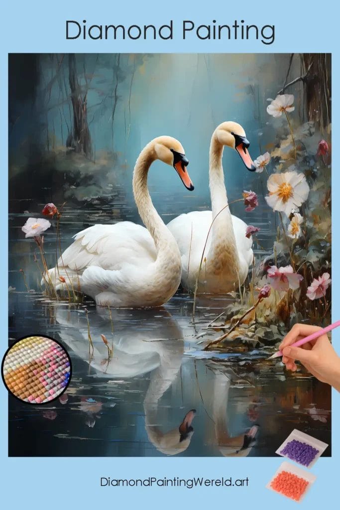 Wit Zwanenpaar 1 Diamond Painting Wereld White Swan Couple
