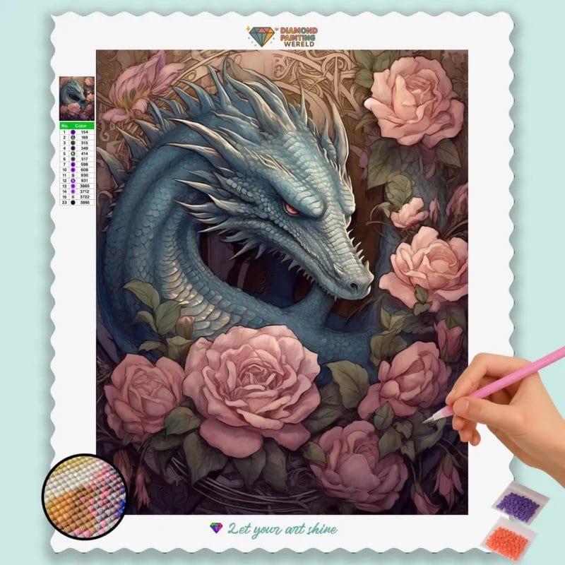 Dragon and Pink Flowers