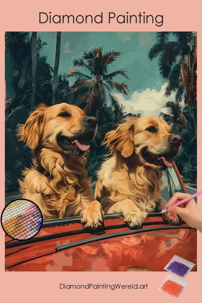 Honden in de Zomer Diamond Painting 1 Diamond Painting Wereld Dogs in Summer