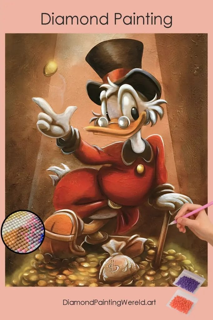 Grappige Eend met Hoed 1 Diamond Painting Wereld Donald duck pin diamond painting paintingscart DIY diamond Painting Wereld