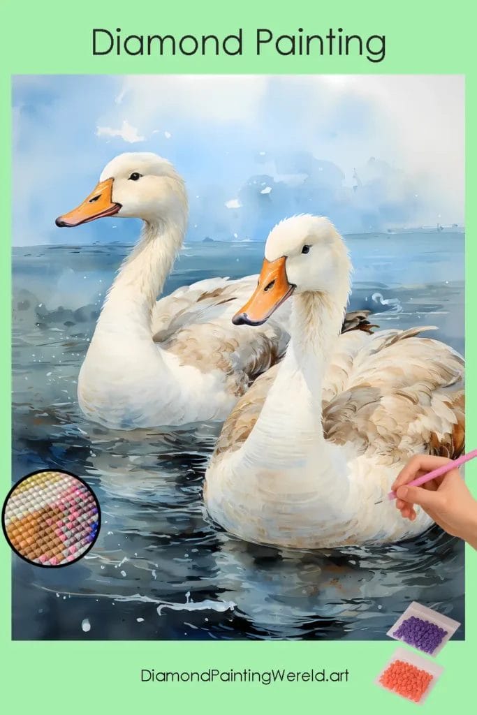 Betoverend Zwanenpaar 1 Diamond Painting Wereld Amazing Swan Couple