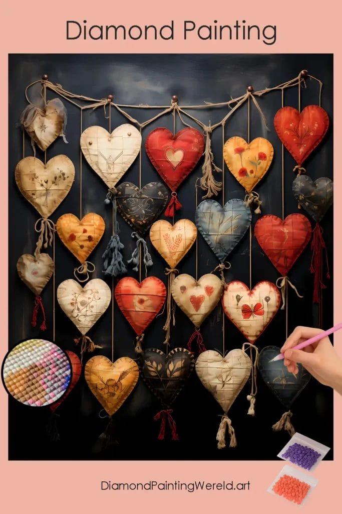 Kleurrijke Harten 1 Diamond Painting Wereld Colorful Hearts
