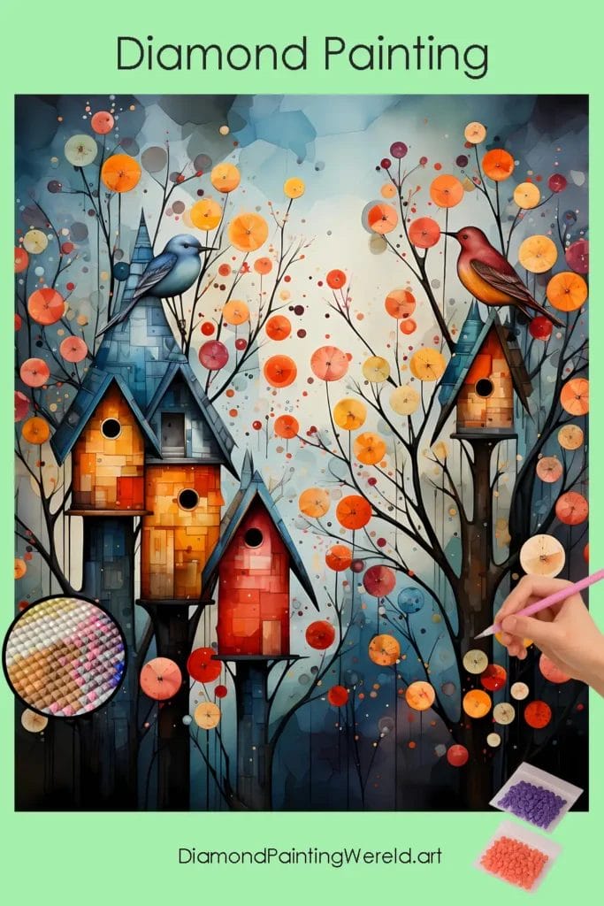 Vogels in de Lente 1 Diamond Painting Wereld Birds in Spring