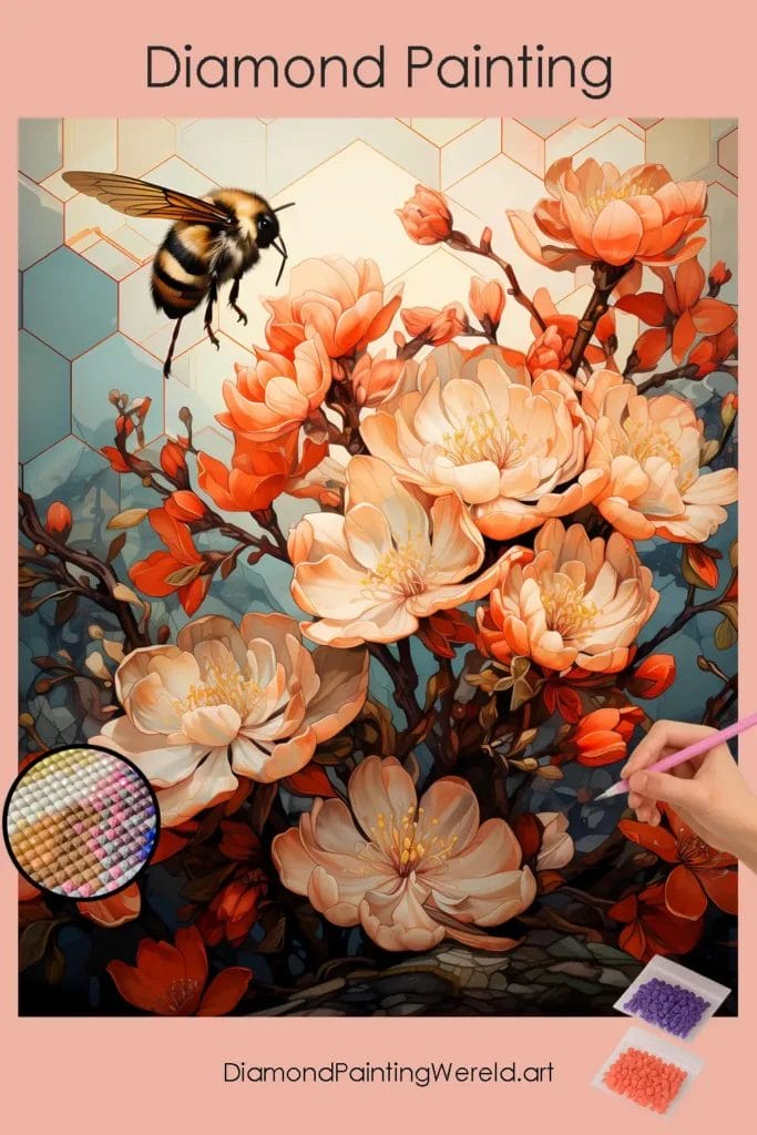 Bij op Bloemen 1 Diamond Painting Wereld Bee on Flowers