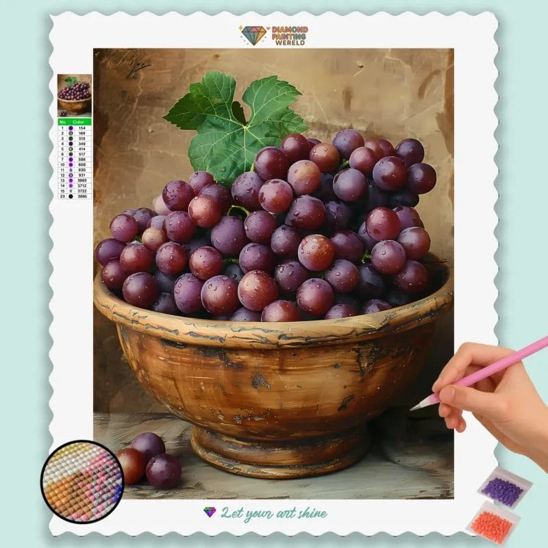 Deep Purple Grapes in a Bowl