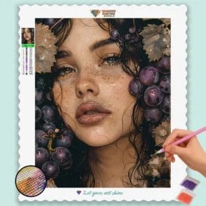Beautiful Girl and Deep Purple Grapes