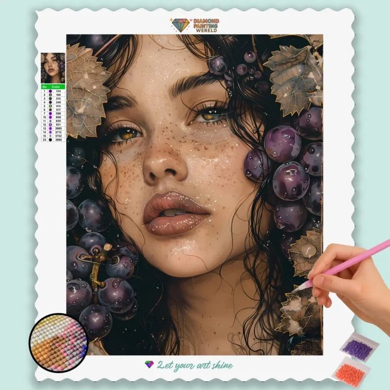 Beautiful Girl and Deep Purple Grapes