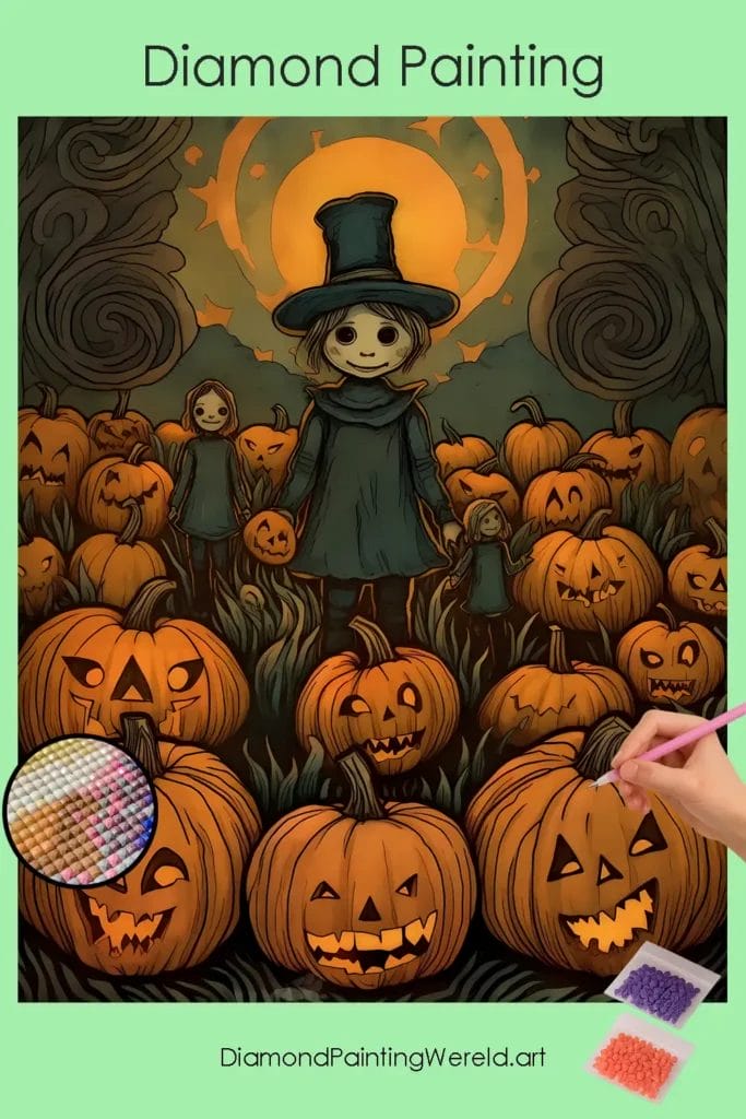 Spooky Halloween op de Boerderij 1 Diamond Painting Wereld Spooky Halloween on Farm