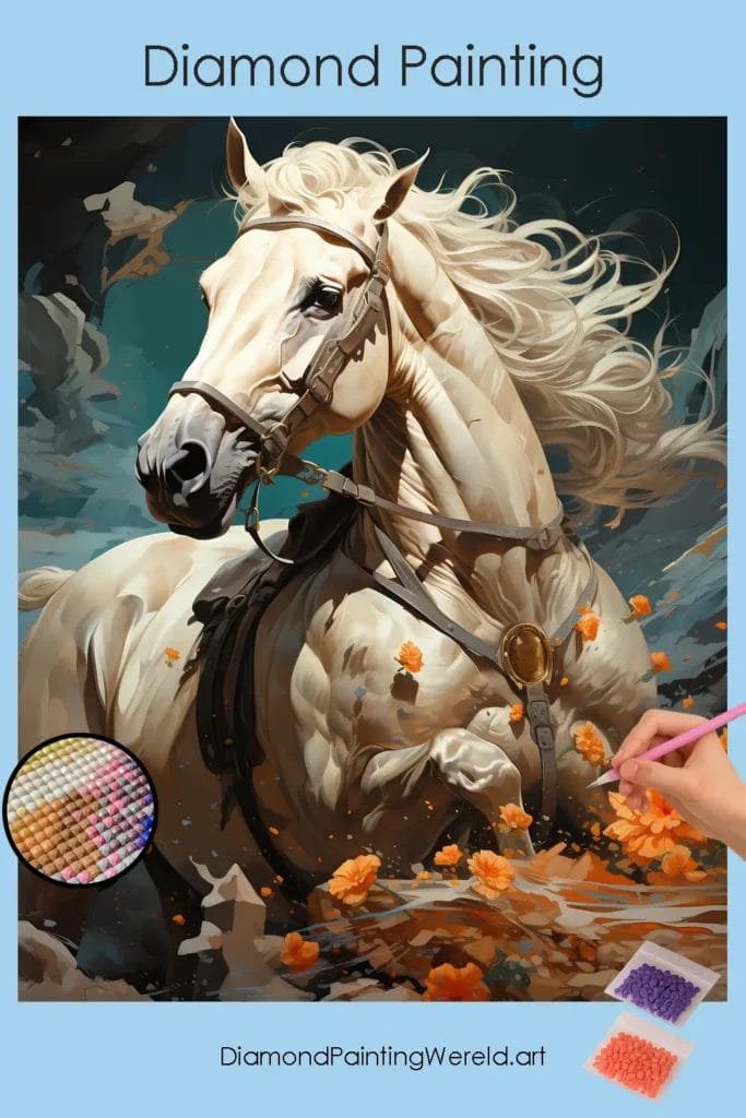 Wit Gelukspaard 1 Diamond Painting Wereld Lucky White Horse