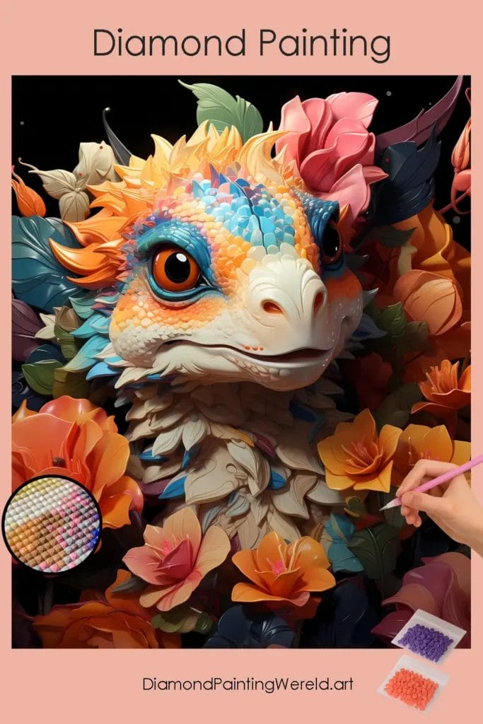 Kleurrijke Kawaii Draak 1 Diamond Painting Wereld Colorful Kawaii Dragon