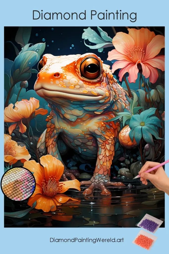 Kawaii Stijl Kikker 1 Diamond Painting Wereld The Frog Kawaii style