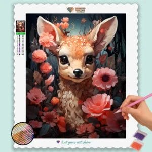 Cute Deer and Flowers