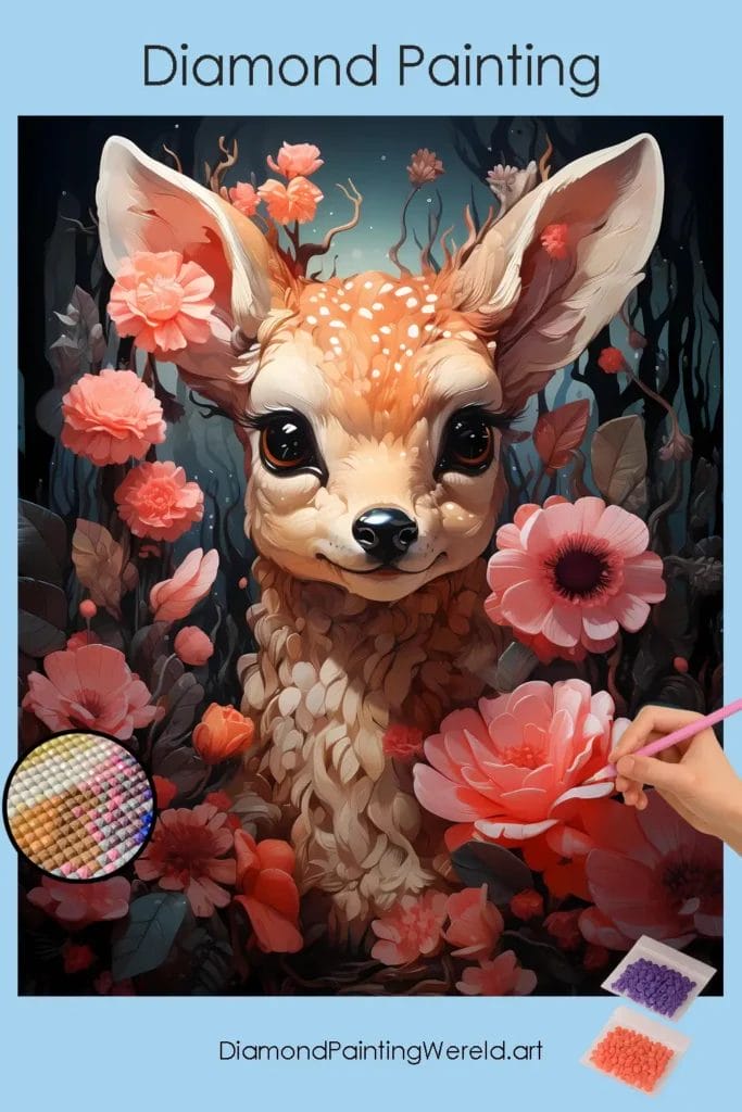 Cute Deer and Flowers