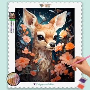 Baby Deer and Flowers