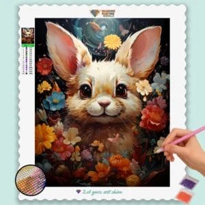 Cute Bunny in Flowers