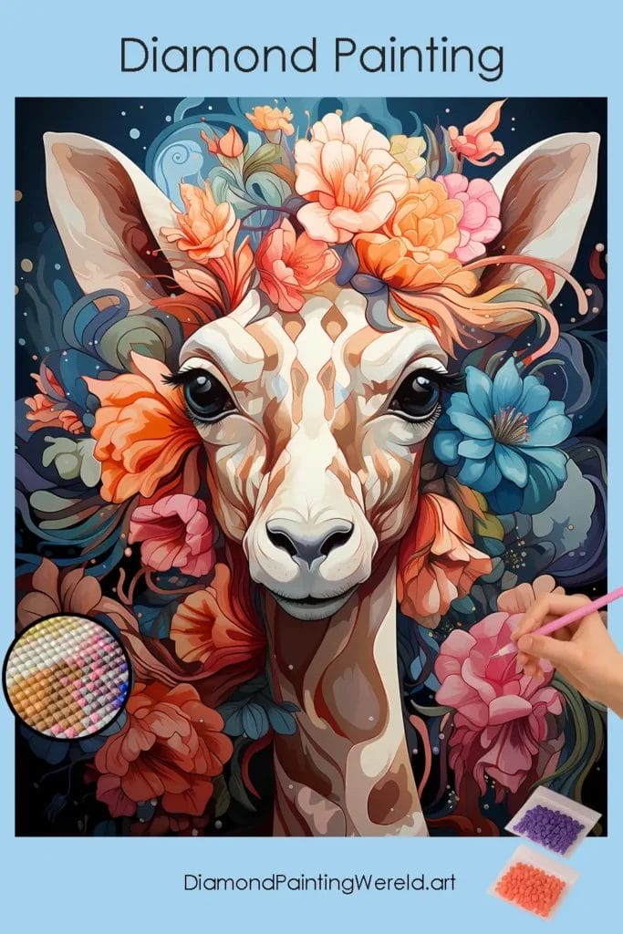 Leuke Kawaii Giraffe 1 Diamond Painting Wereld Baby Giraffe Kawaii
