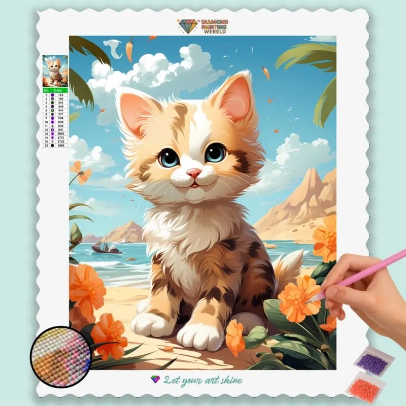 Happy Cat On Beach