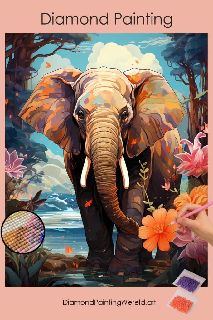 Olifant op het Strand 1 Diamond Painting Wereld Elephant On Beach