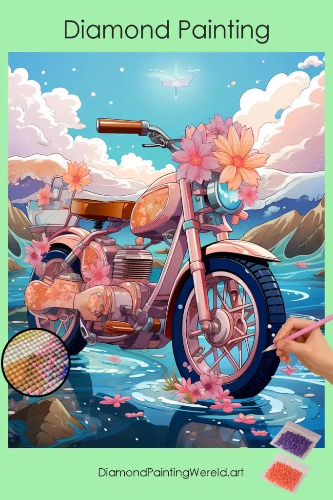 Fiets op het Strand 1 Diamond Painting Wereld Bike on a Beach