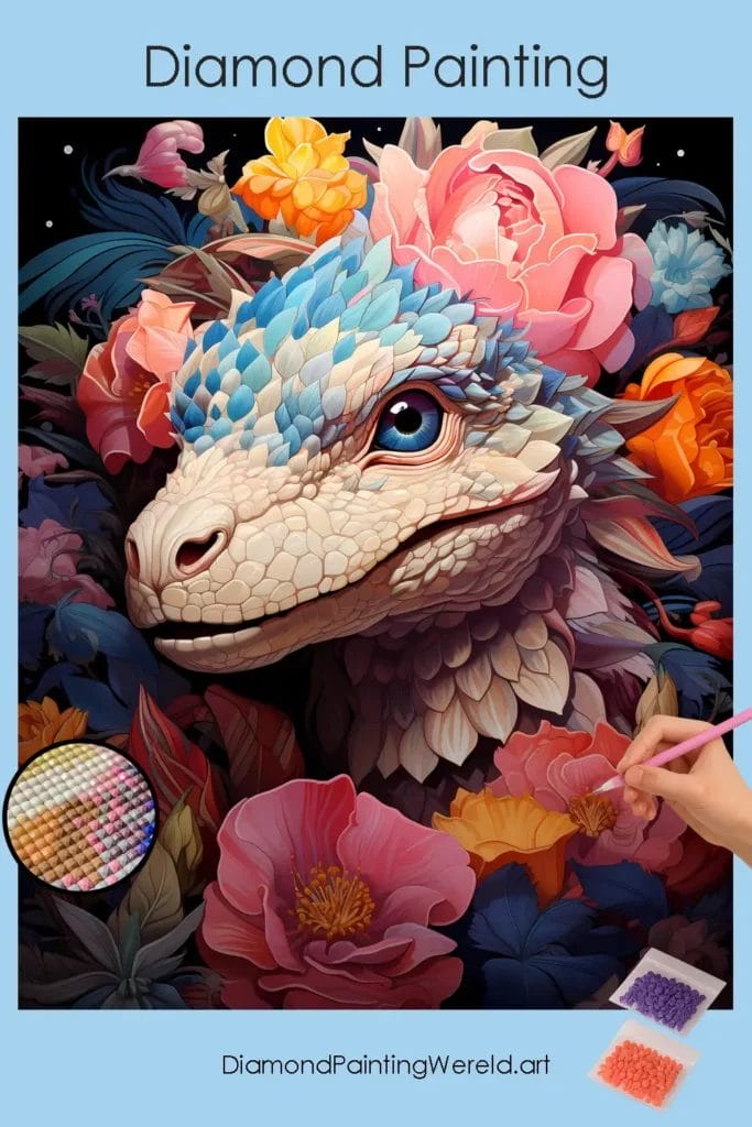 Leuke Kawaii Dinosaurus 1 Diamond Painting Wereld Kawaii cute Dinosaur