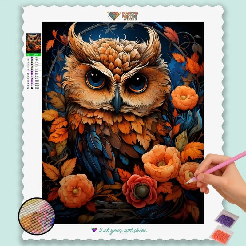 Kawaii Owl in Fall