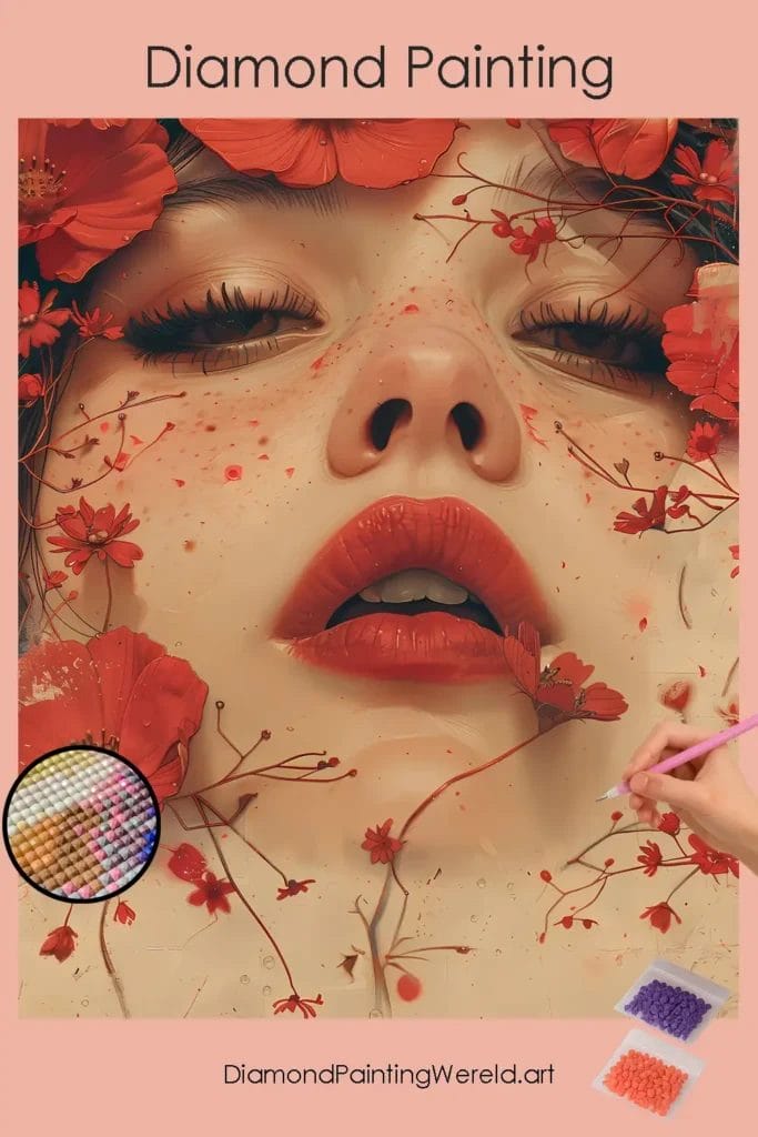 Lief Meisje en Kawaii Bloemen 1 Diamond Painting Wereld Kawaii Flowers and Girl