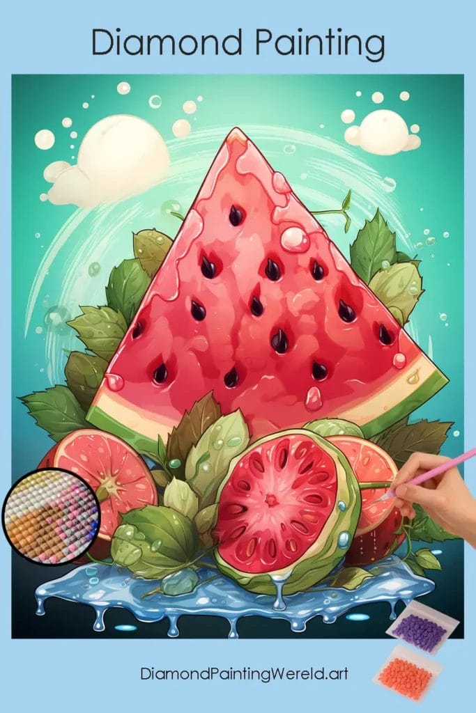 Exotische Watermeloen 1 Diamond Painting Wereld Exotische Wassermelone