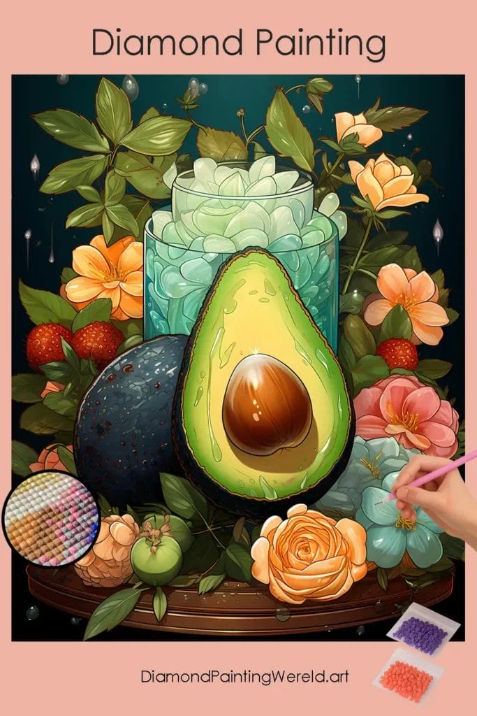 Kawaii Avocado 1 Diamond Painting Wereld Kawaii Avocado