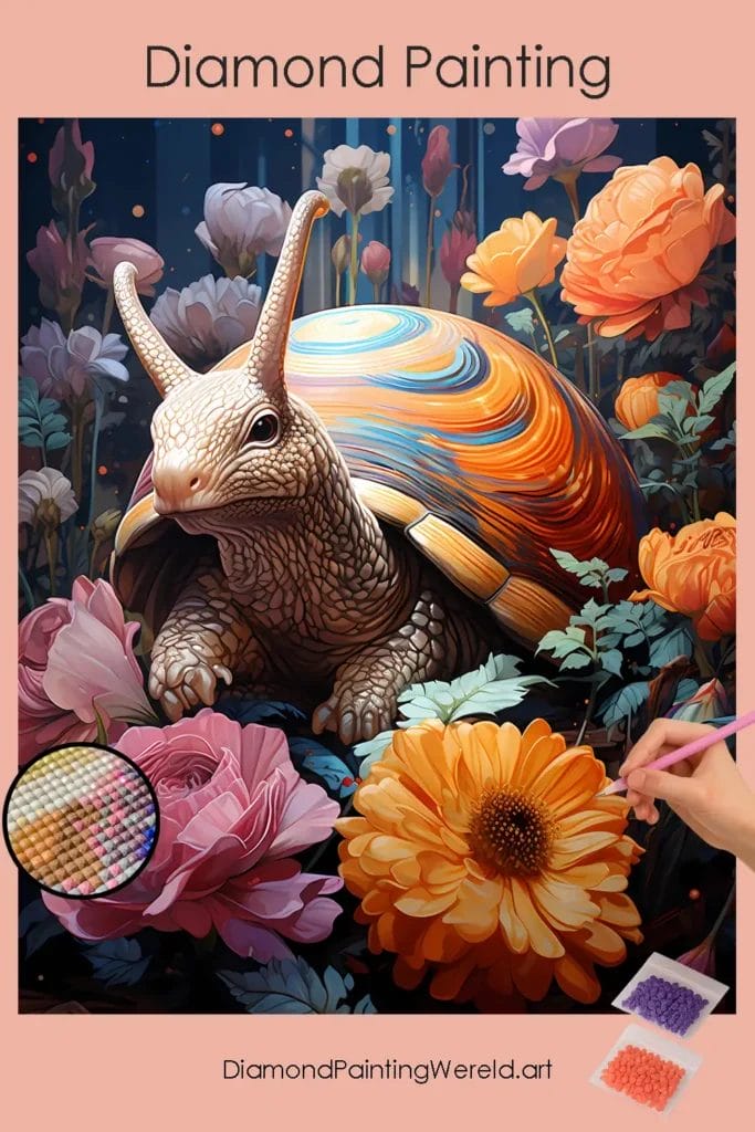 Slak en Bloemen 1 Diamond Painting Wereld Snail and Flowers
