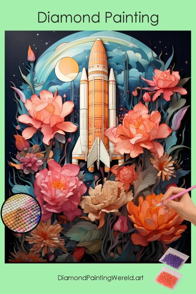 Kawaii Ruimteschip 1 Diamond Painting Wereld Kawaii Spacecraft
