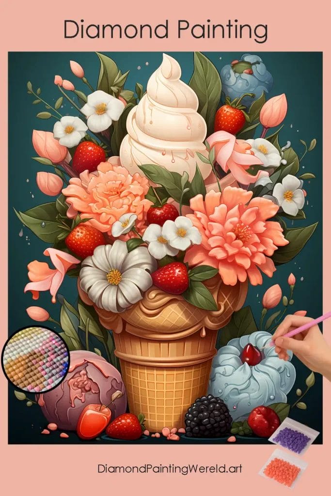 Kawaii Lente-ijsje 1 Diamond Painting Wereld Kawaii Spring Ice-cream