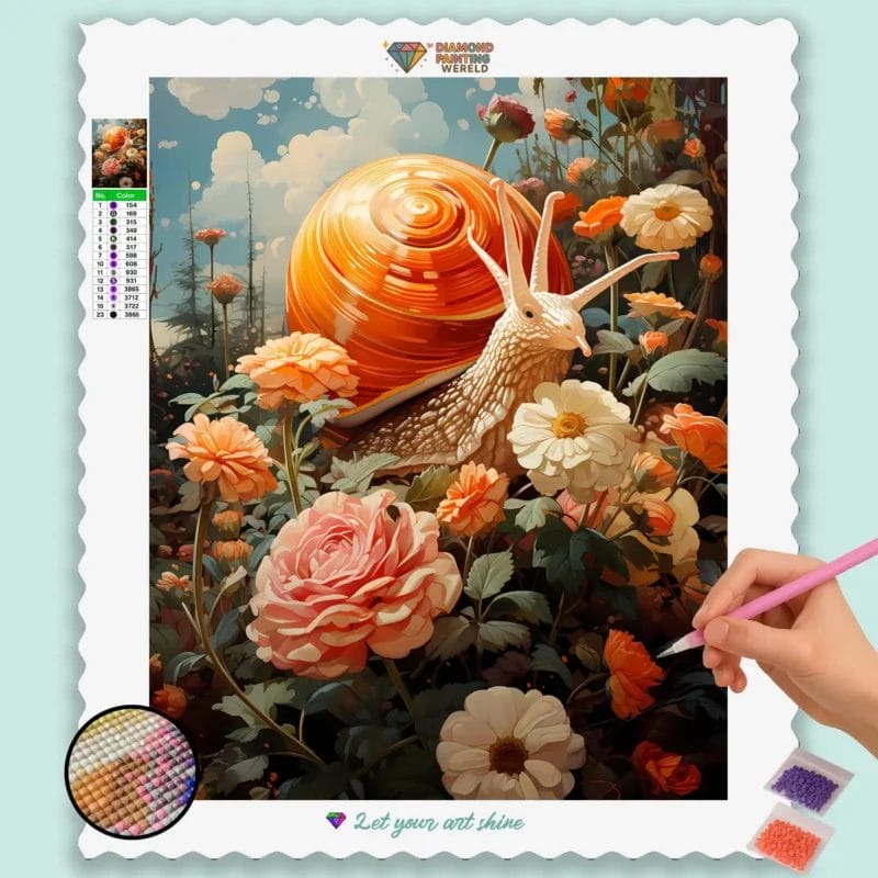 Flowers and Cute Snail