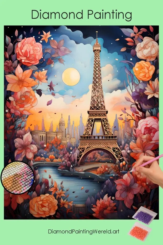 Eiffeltoren (Kawaii Stijl) 1 Diamond Painting Wereld Eiffle tower Kawaii