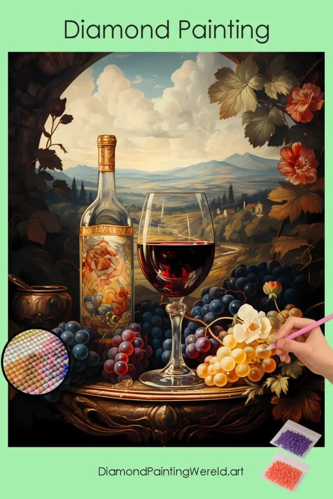 Wijn en Druiven 1 Diamond Painting Wereld Wine and Grapes