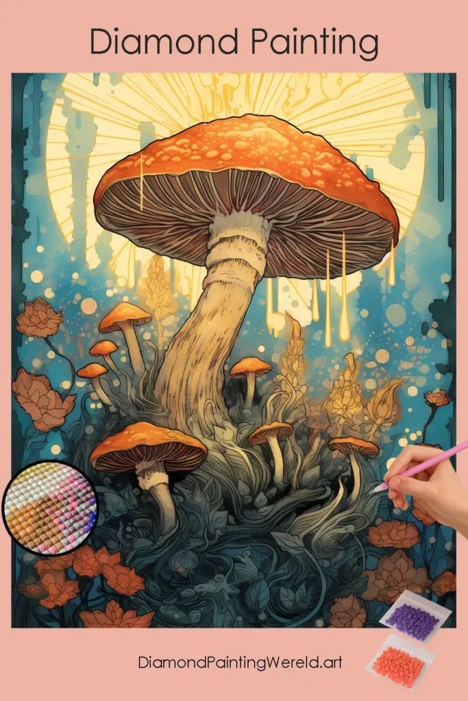 Kleurrijke Paddenstoelen 1 Diamond Painting Wereld Colorful Mushrooms