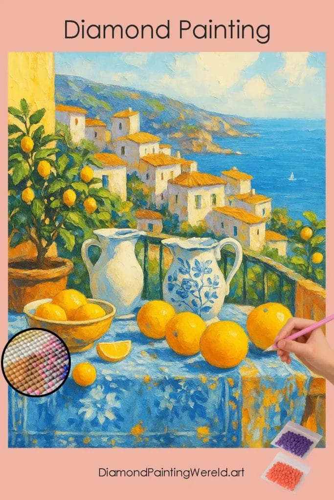 Mediterraan Stil Leven aan Zee 1 Diamond Painting Wereld Mediterranean_Still_Life_by_the_Sea