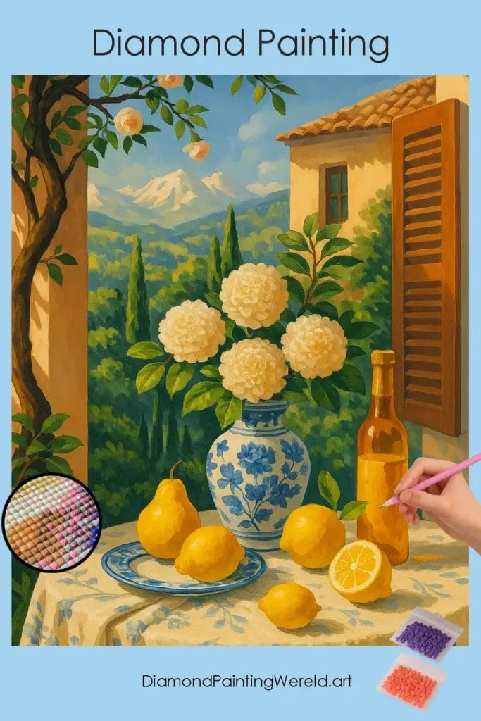 Mediterraan Terras Stilleven 1 Diamond Painting Wereld Mediterranean_Terrace_Still_Life_pin