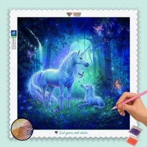 Einhorn mit Baby im Dschungel
