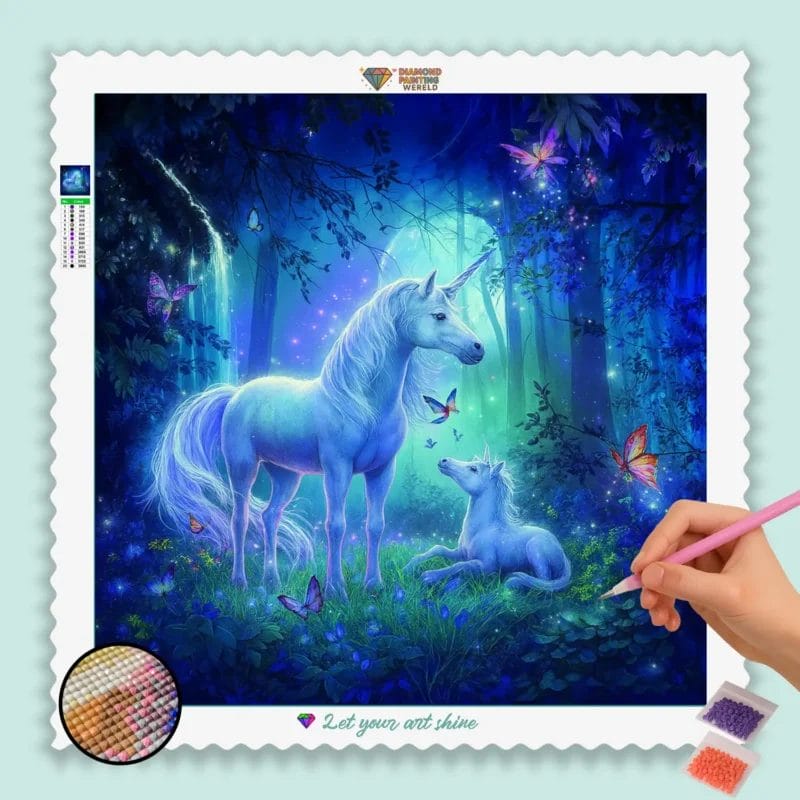 Einhorn mit Baby im Dschungel